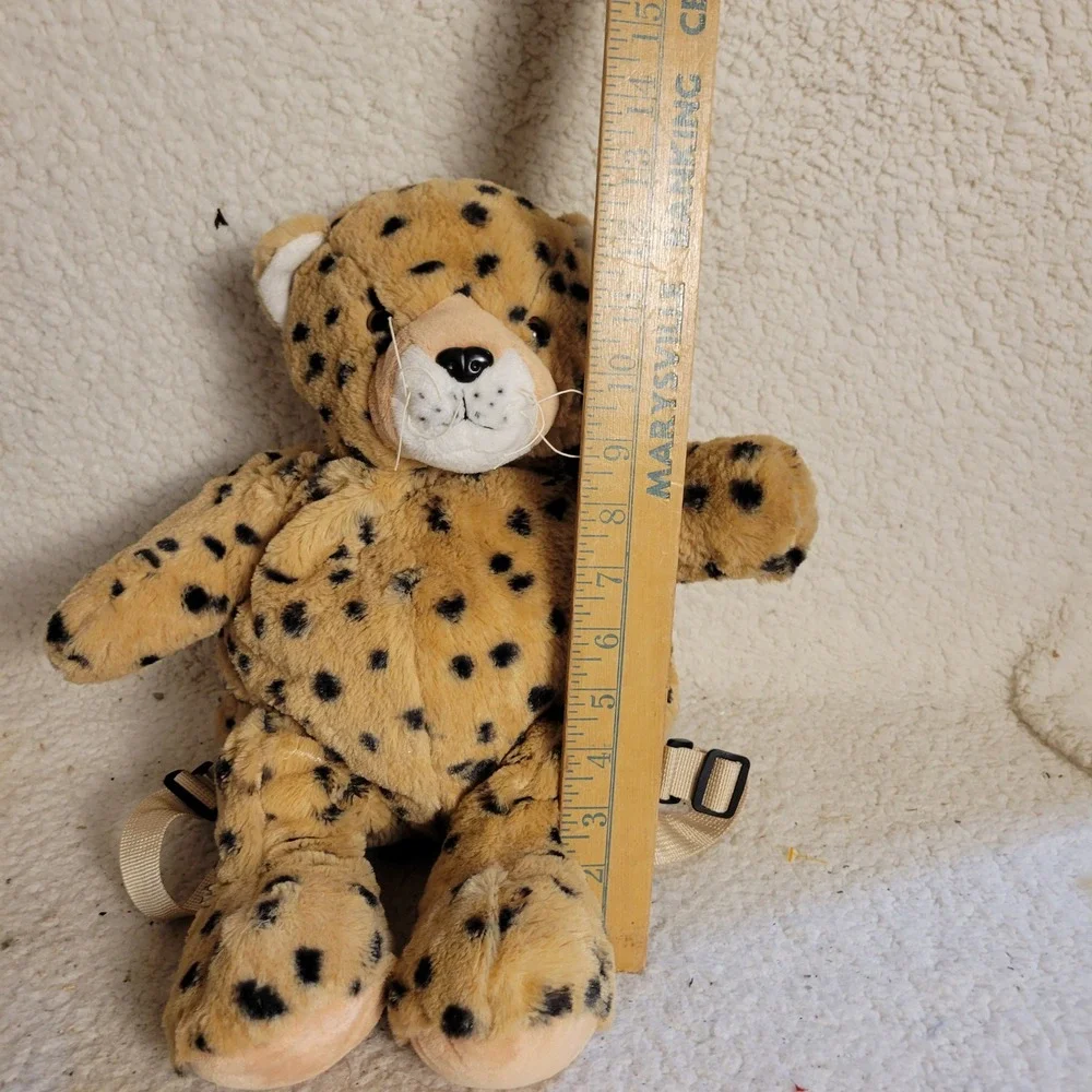 UNIPAK Plush Leopard Cheetah Backpack Y2K Animal Stuffed Toy Kawaii 15